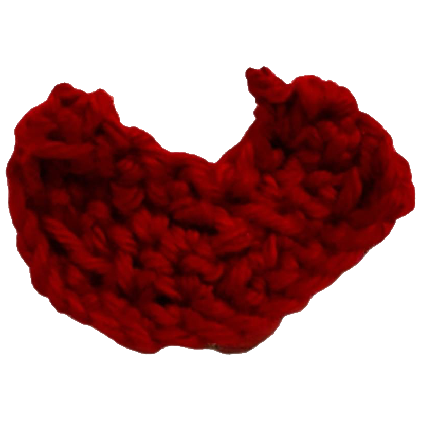 A red crocheted heart