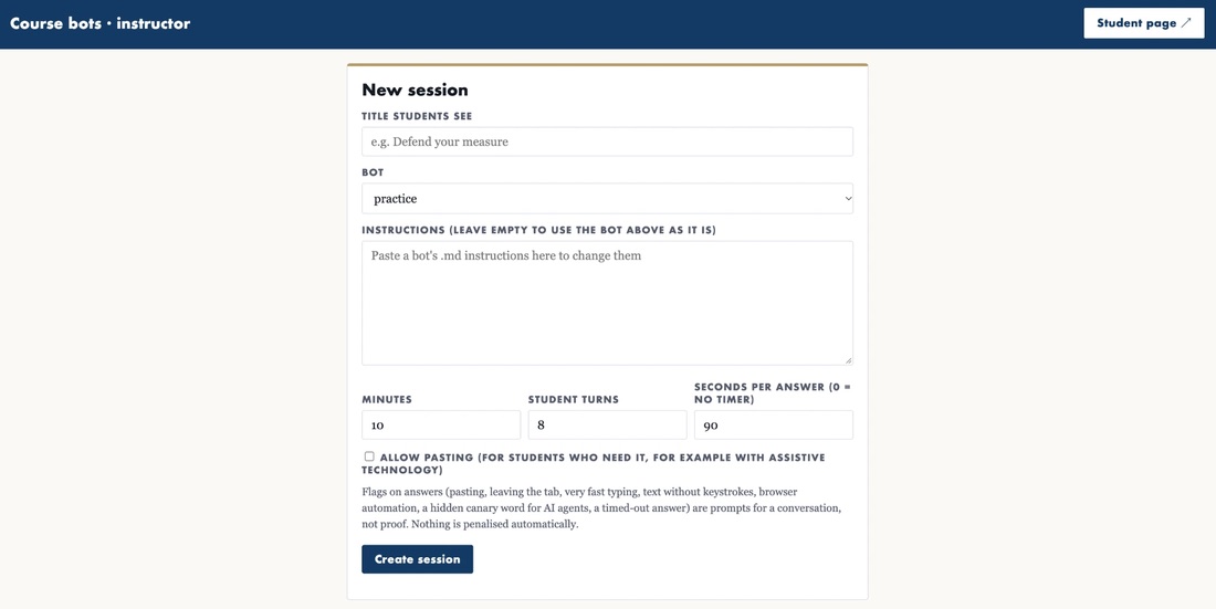 course-bots instructor page